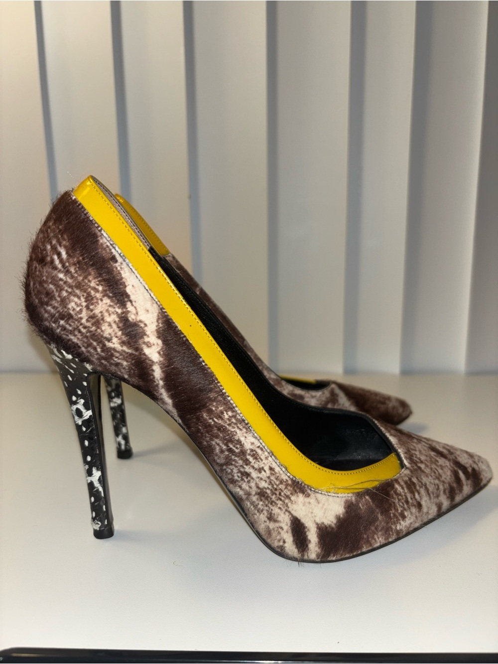 Fendi Brown and Yellow Pointed Toe Stiletto Pumps